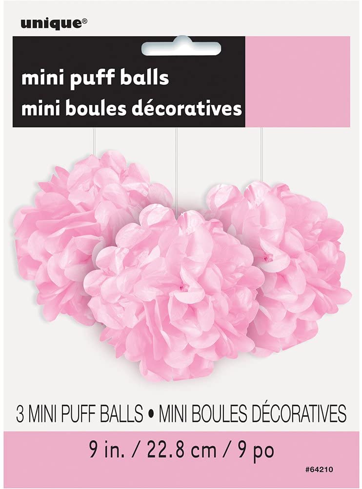 Dekorační závěsné pom pomy světle růžové 3ks , 23cm