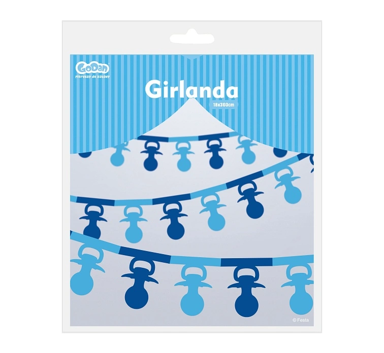 Girlanda papírová - Dudlík modrý 3,6 m