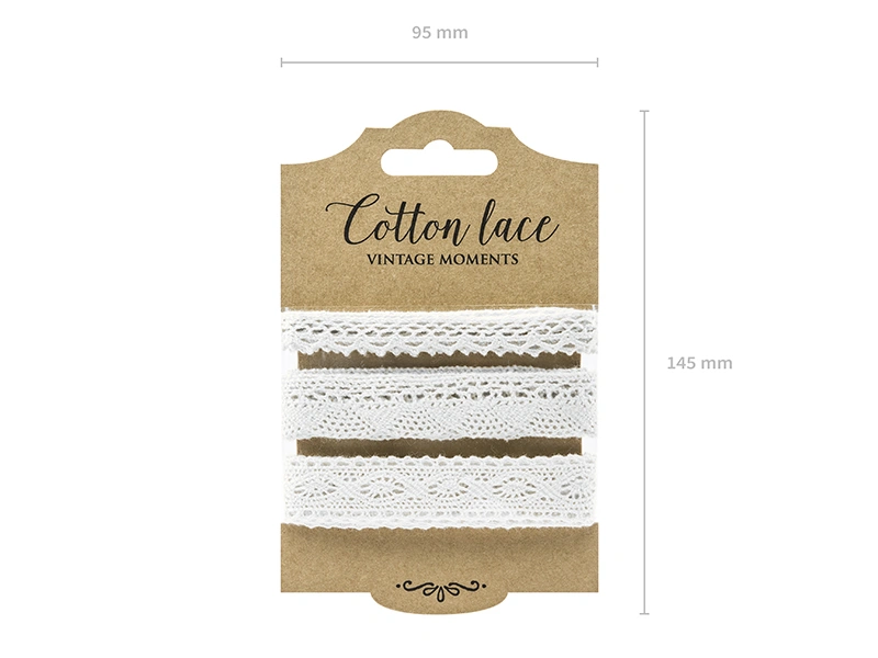 Bavlněná dekorativní krajka bílá 3ks