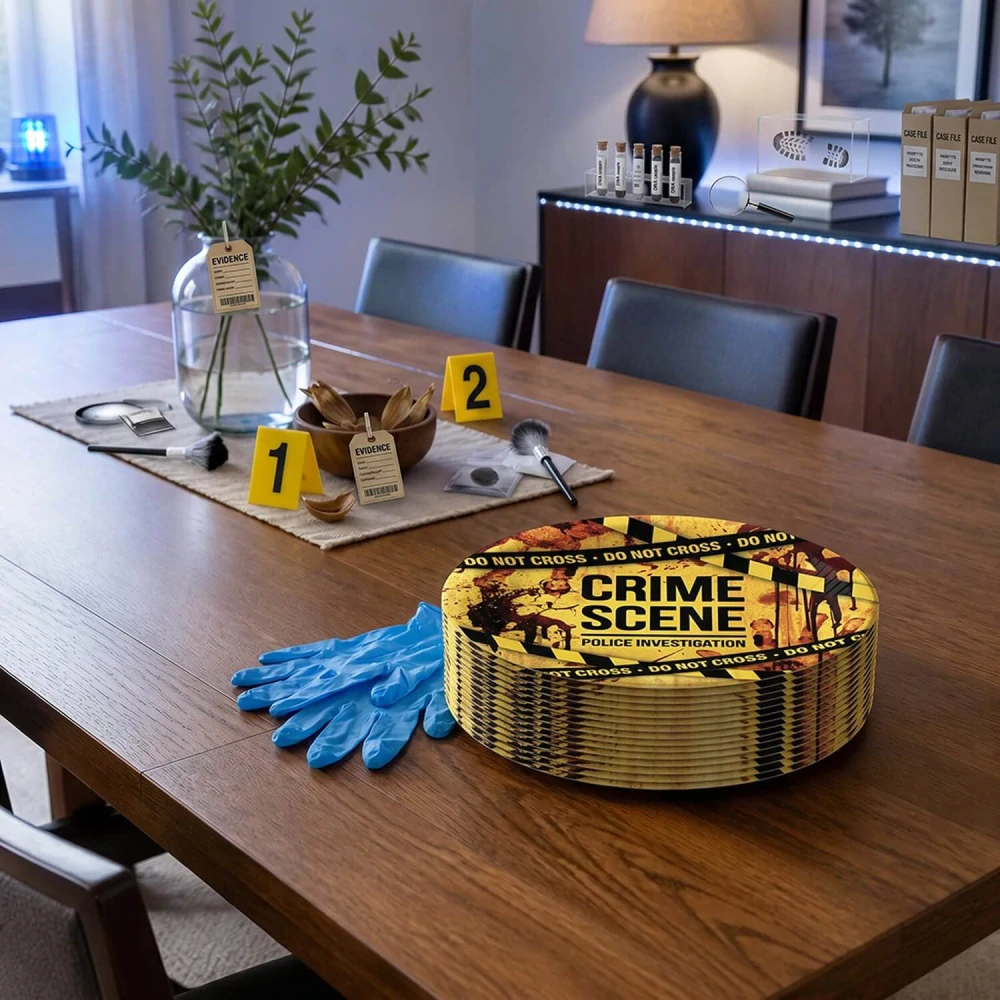 Papírové talíře Crime Scene 23 cm - 6 ks