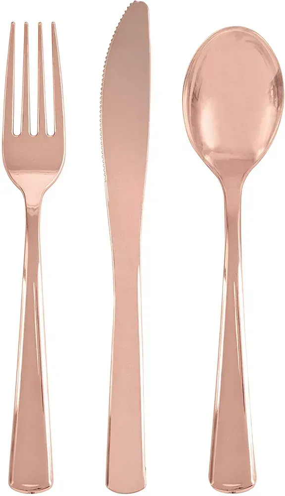 Plastové příbory rosegold 18ks
