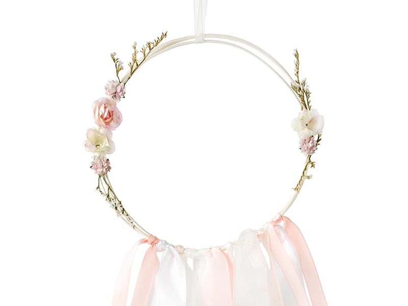 Dekorační set "Lapače snů" růžovobílý