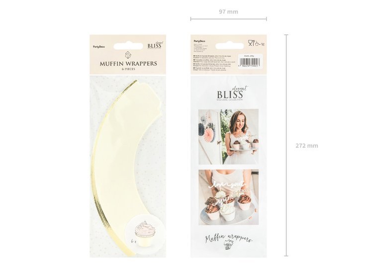 Košíček na cupcake, 4,8x7.6x4,6cm krémový, 6ks