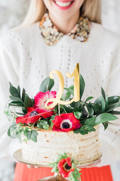 Dortová ozdoba "21" zlatá, 20.5cm