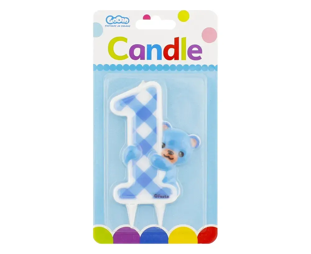 Svíčka dortová medvídek modrý 1