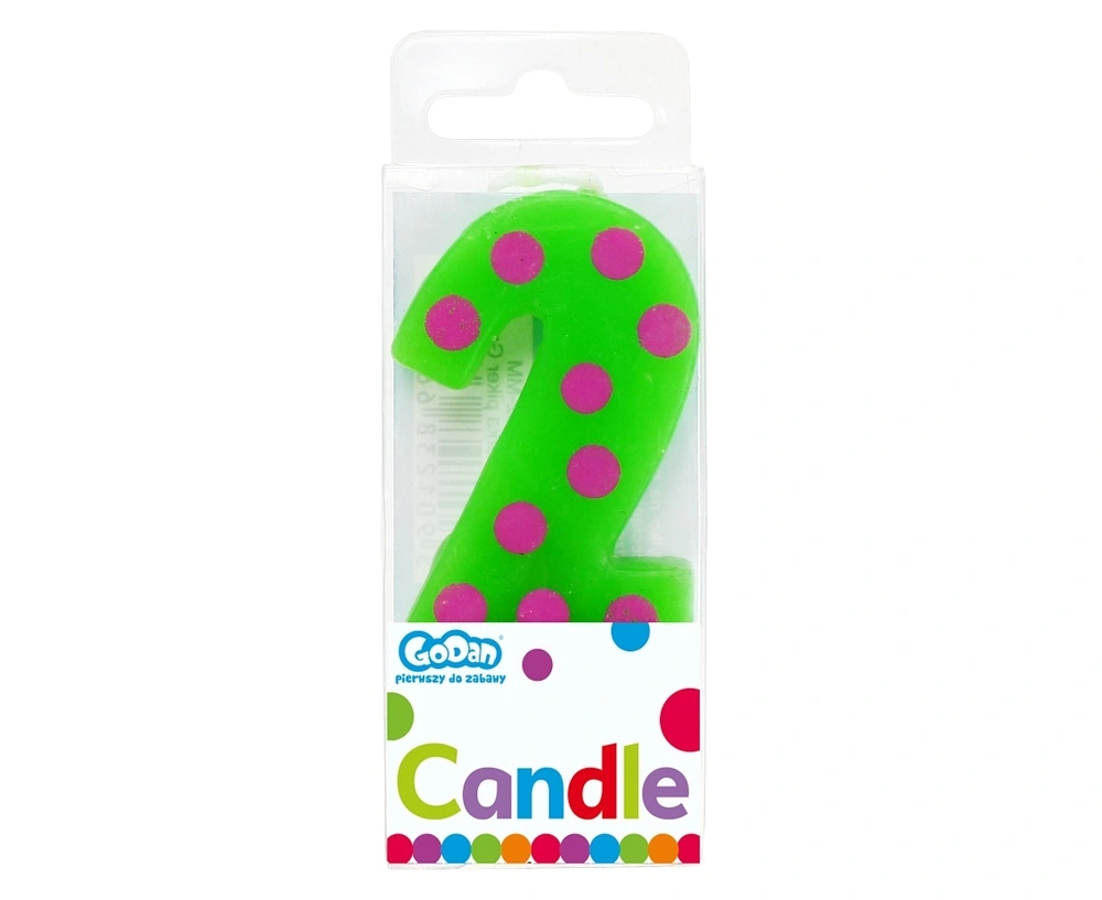 Svíčka dortová TEČKY "2" 6cm