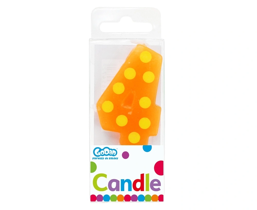 Svíčka dortová TEČKY "4" 6cm