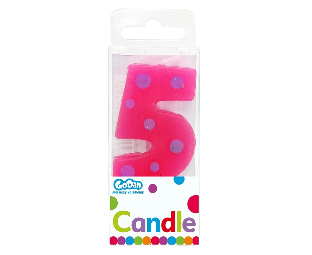 Svíčka dortová TEČKY "5" 6cm
