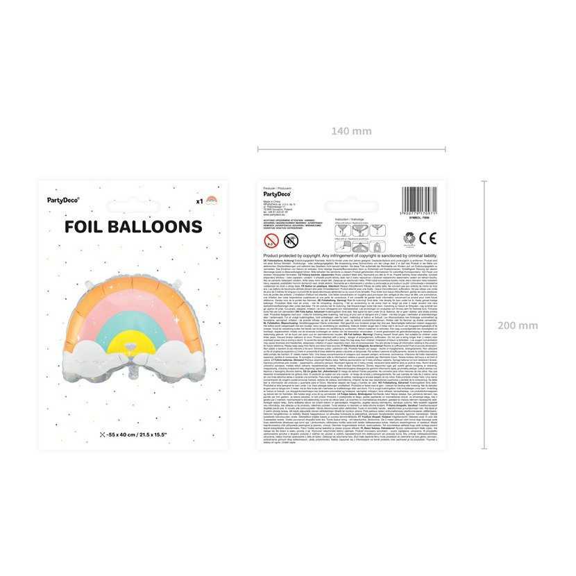 Fóliový balónek Duha 55 x 40 cm