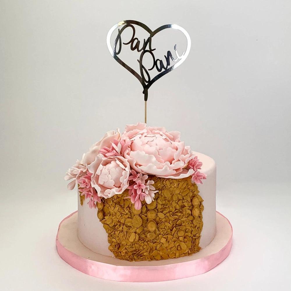 Zápich do svatebního dortu - stříbrné srdce Pan Paní