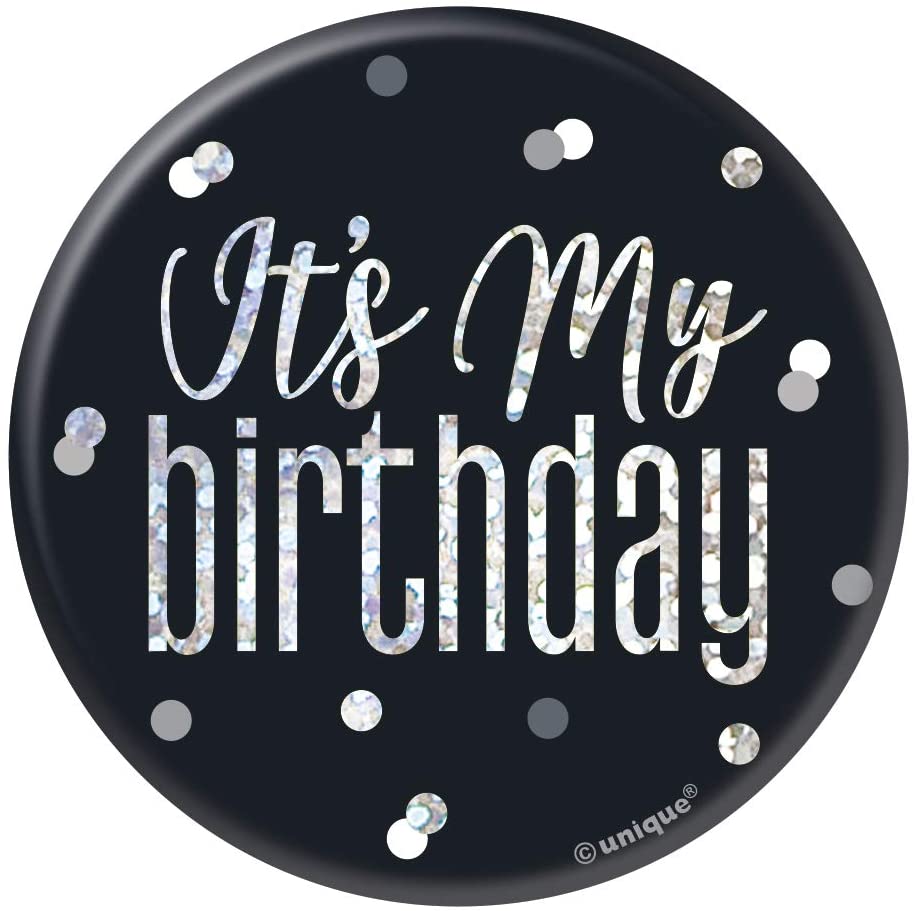 Narozeniná brož "Its my birthday" černá s tečkami