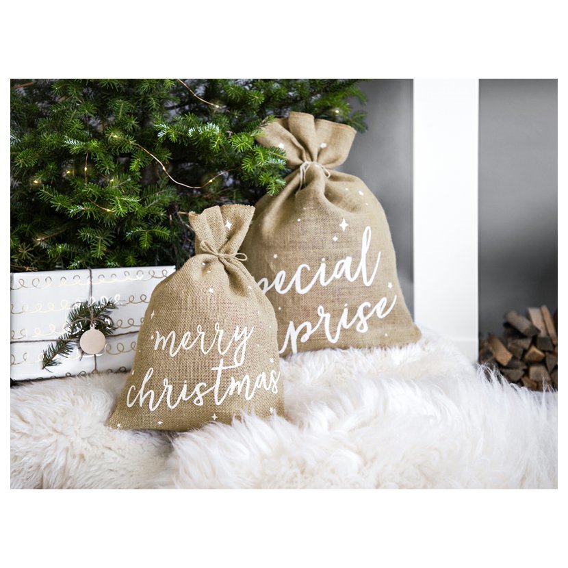 Vánoční jutový pytlík Merry Christmas