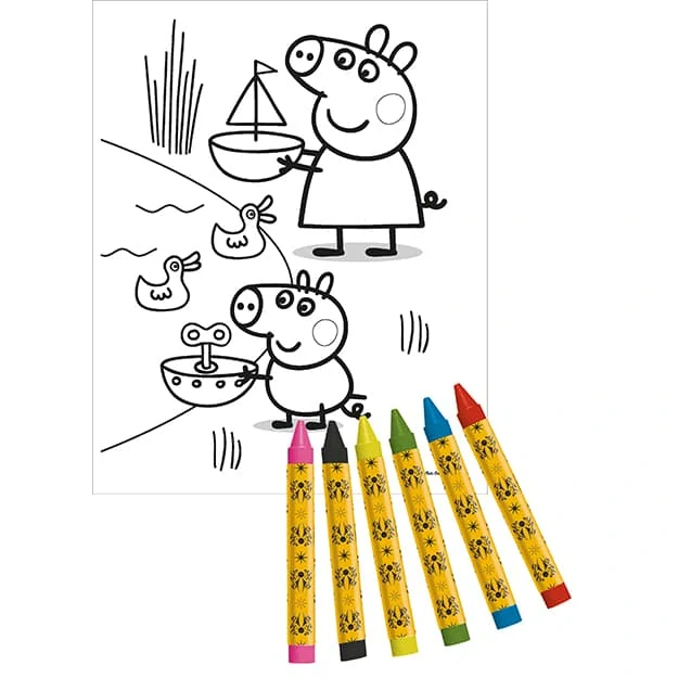 Samolepkový set s omalovánkami a voskovkami Prasátko Peppa 500 ks