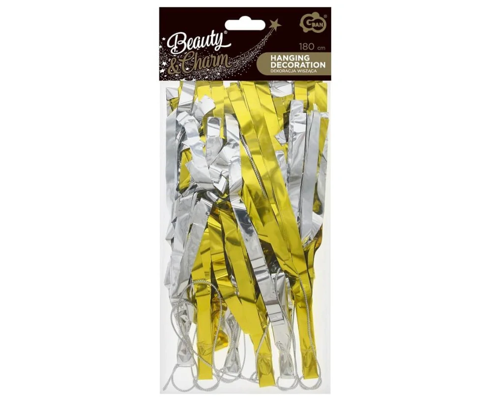 Třásně pod balonek zlato-stříbrné 180 cm