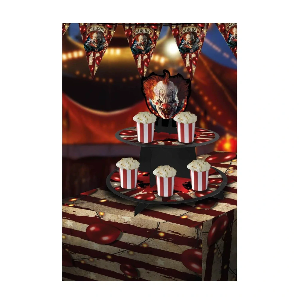 Třípatrový stojan na muffiny Strašidelný cirkus 40 x 30 cm