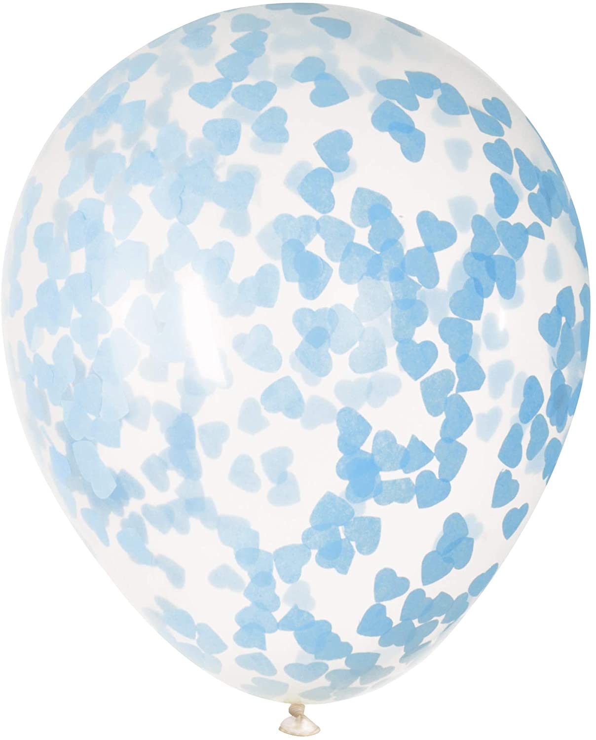 Balónek transparentní 41cm potisk - srdíčka modré konfety, 5ks