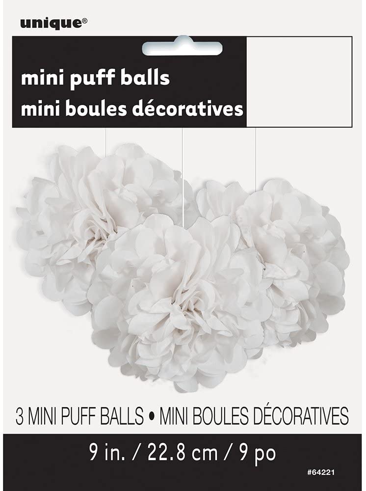 Dekorační závěsné pom pomy bílé 3ks, 23cm