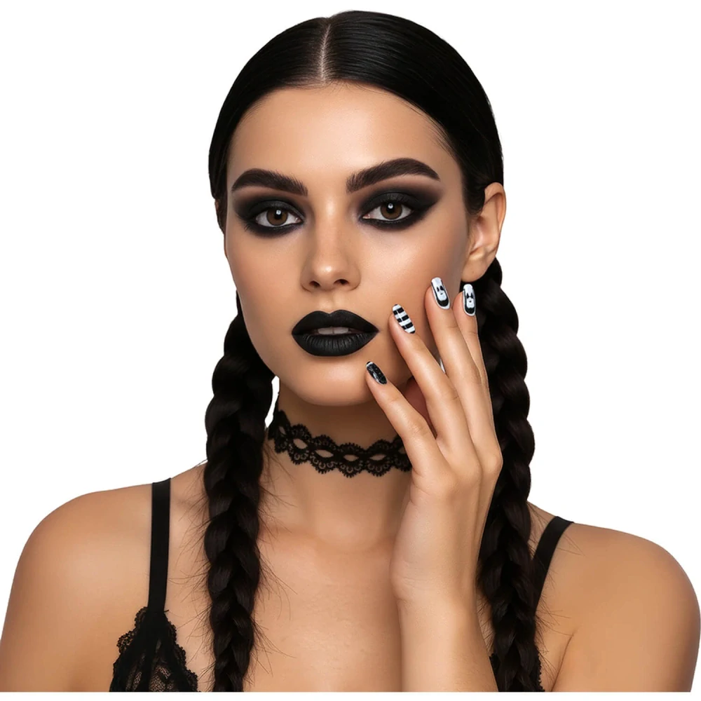 Umělé nehty s lepidlem Gothic Girl 12 ks