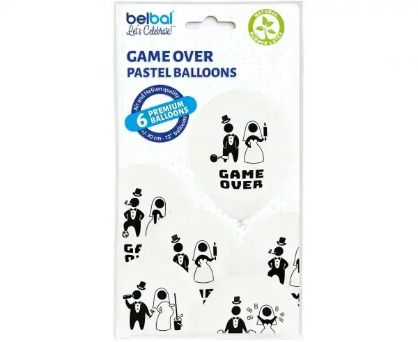 Latexové balónky Game Over - rozlučka se svobodou, 6 ks - 30 cm