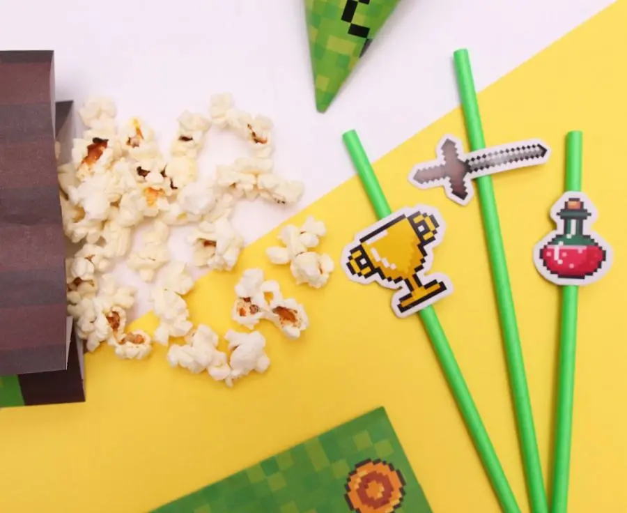 Papírová brčka Game on - 8 ks