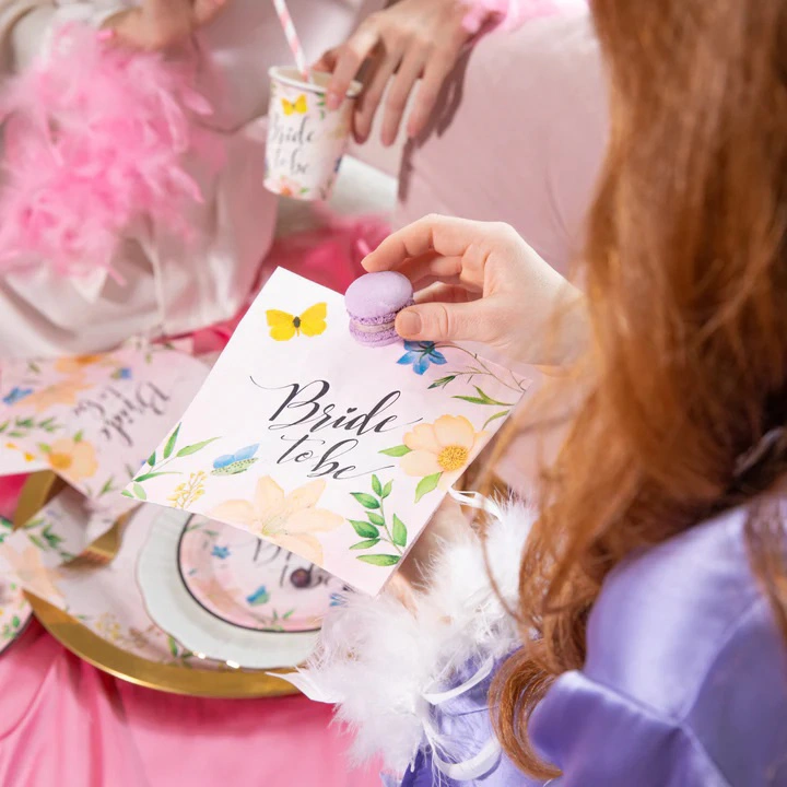 Papírové ubrousky Bride to be, květy 10 ks - 33 cm x 33 cm