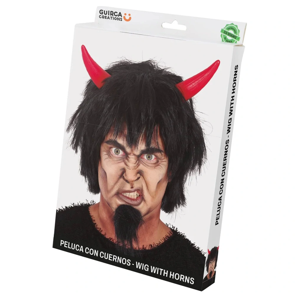 Čertovská paruka s červenými rohy