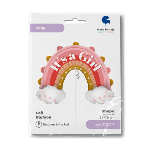 Fóliový balónek Duha růžová - It´s a girl 79cm