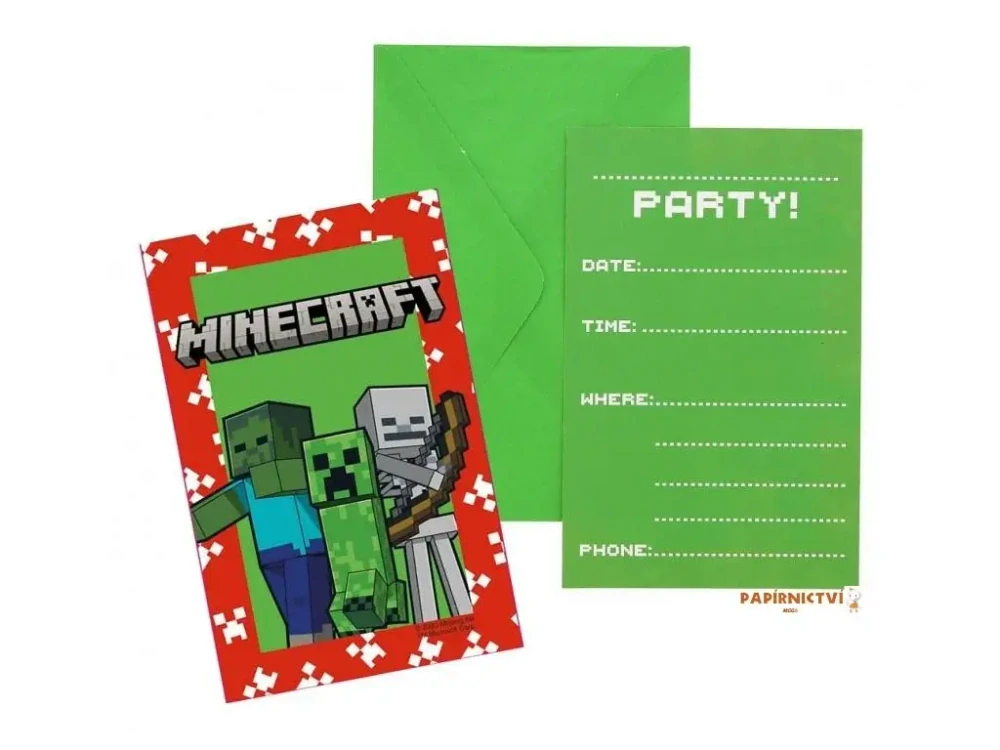 Party pozvánky Minecraft 6 ks