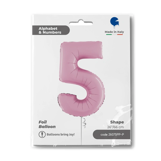 Číslice 5 pastelová růžová (66cm,26")