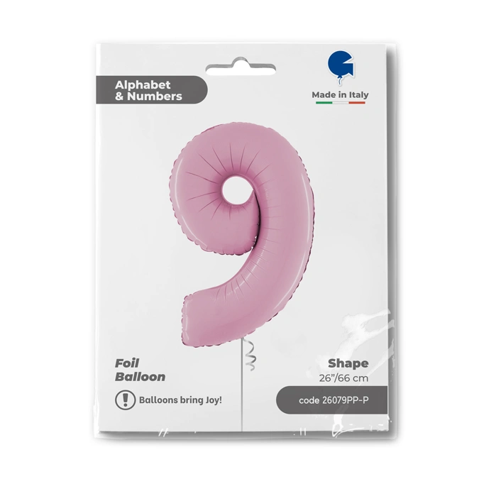 Číslice 9 pastelová růžová (66cm,26")