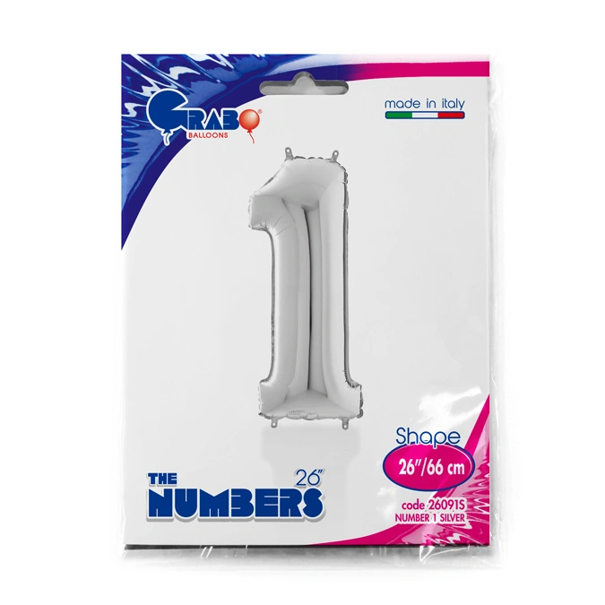 Číslice 1 stříbrná (66cm,26")