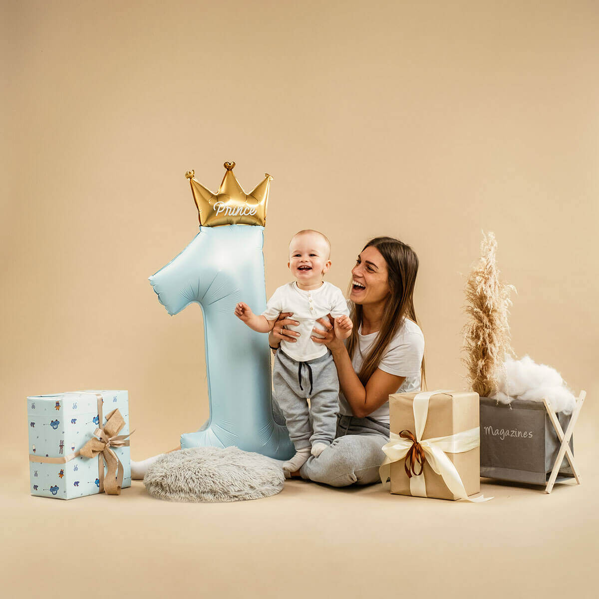 Fóliový balónek Číslice 1 Princ 102 cm 