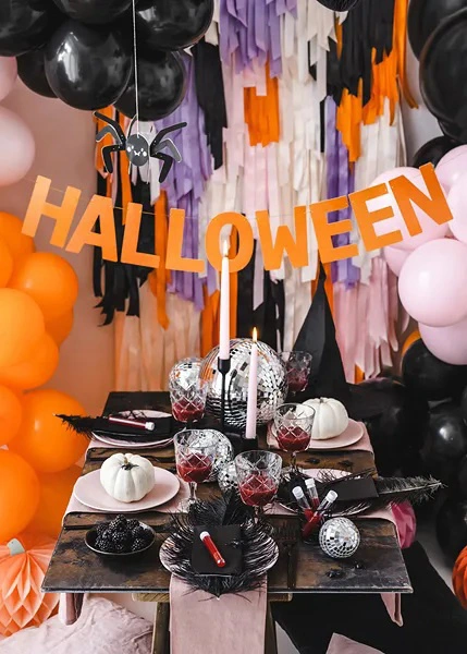 Party nápis - Halloween oranžový - 2,5 m