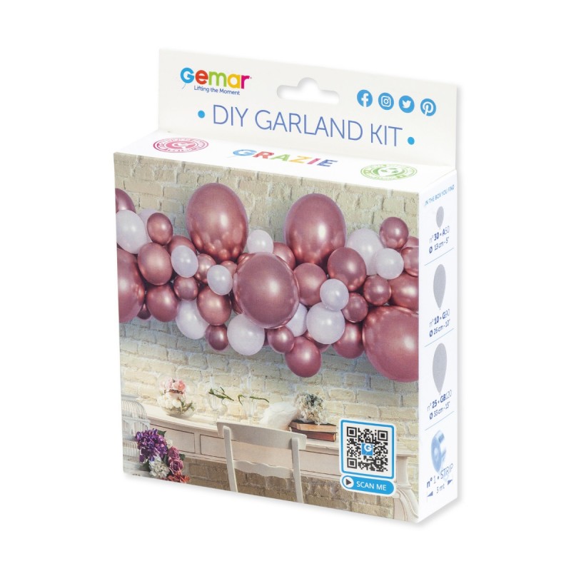 Balónková girlanda SHINY bílo-rosegold