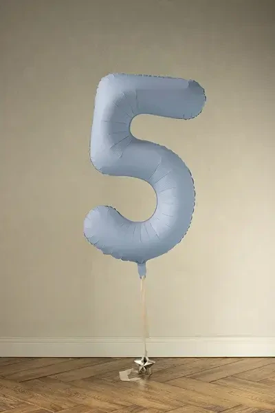 Foliová číslice světle modrá matná 5 86cm
