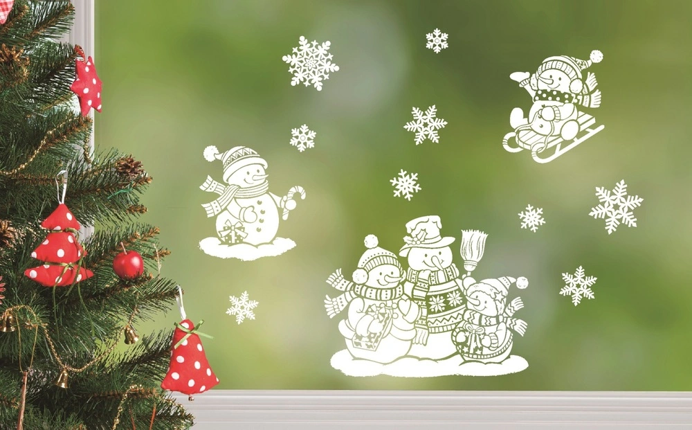 Vánoční dekorace na okno s glitry 32 x 59 cm