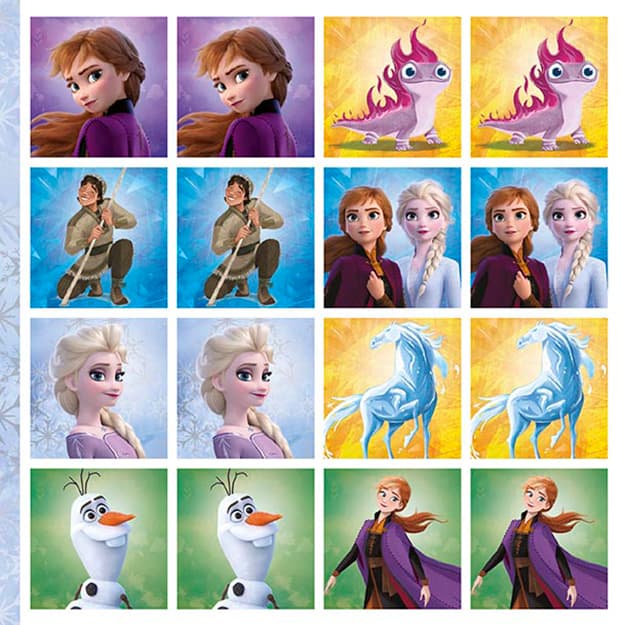 Pexeso v sešitu Frozen 2