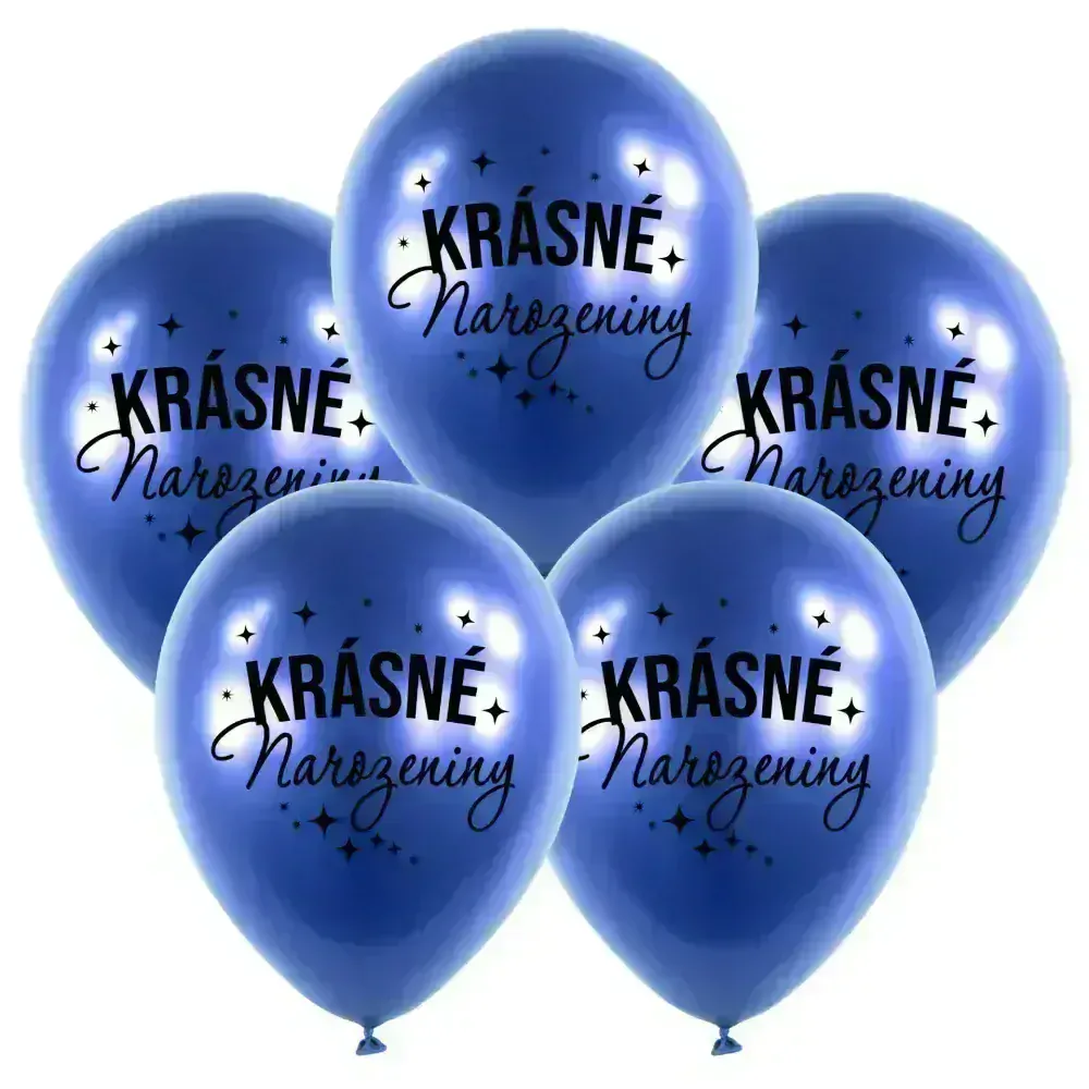 Latexové balonky modré - Krásné narozeniny 5 ks