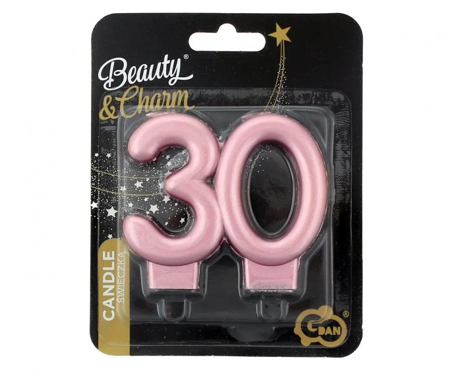 Svíčka narozeninová číslice 30 metalická rosegold