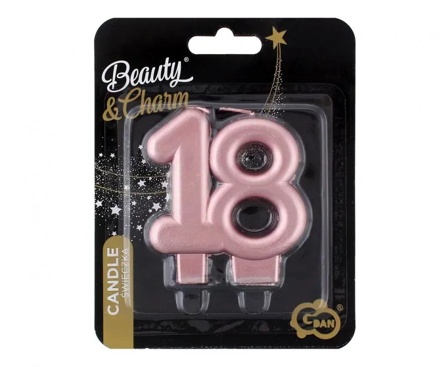 Svíčka narozeninová číslice 18 metalická rosegold
