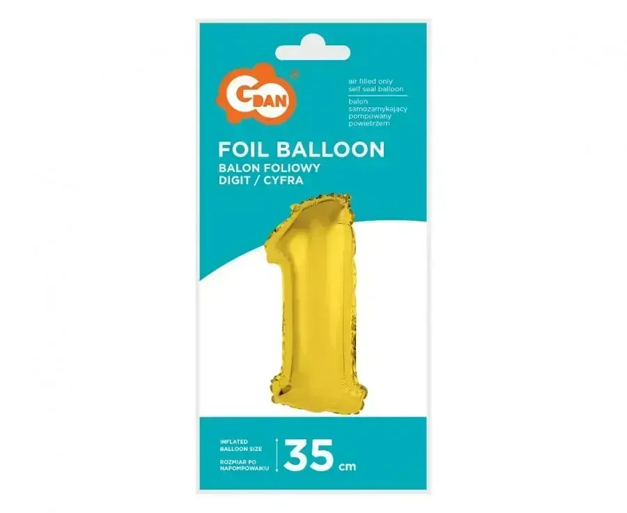 Foliová číslice - zlatá 1 - 35 cm