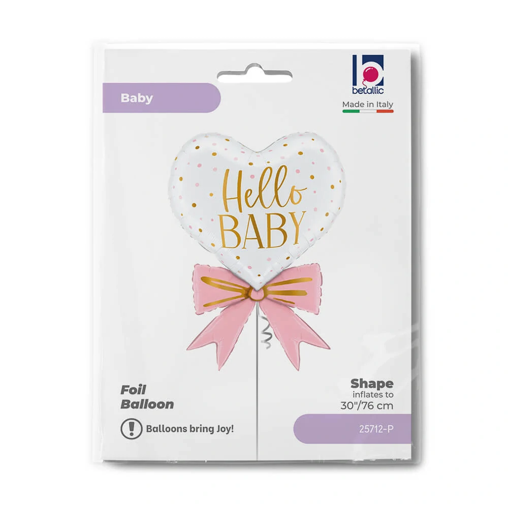 Fóliový balónek růžový Hello Baby srdce 76 cm