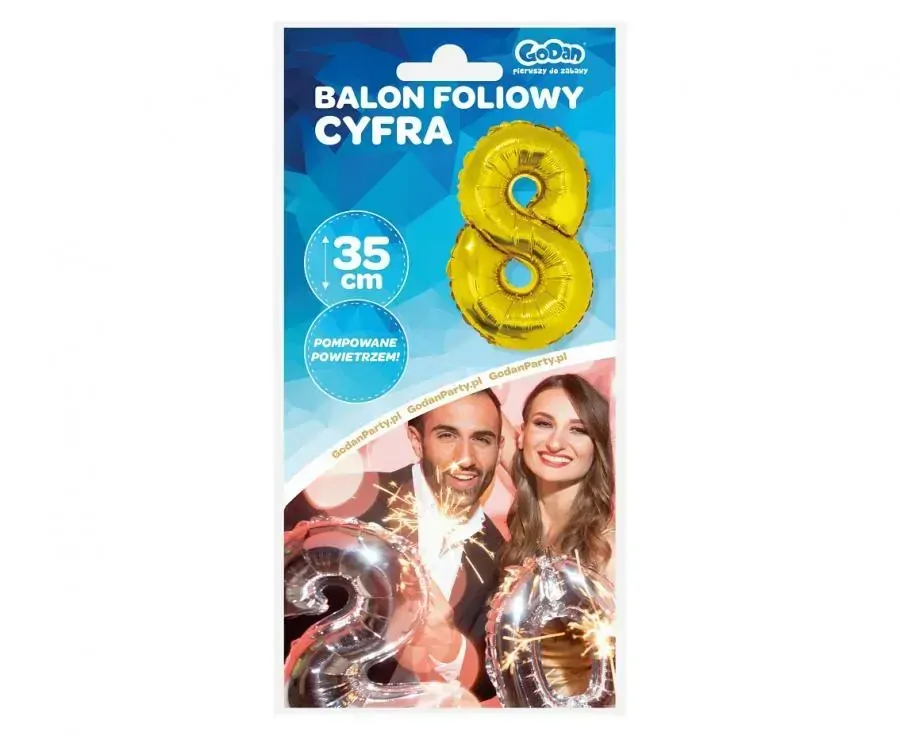 Foliová číslice - zlatá 8 - 35 cm