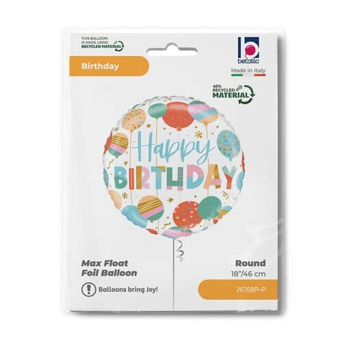Fóliový balónek Happy birthday barevné balónky 46 cm