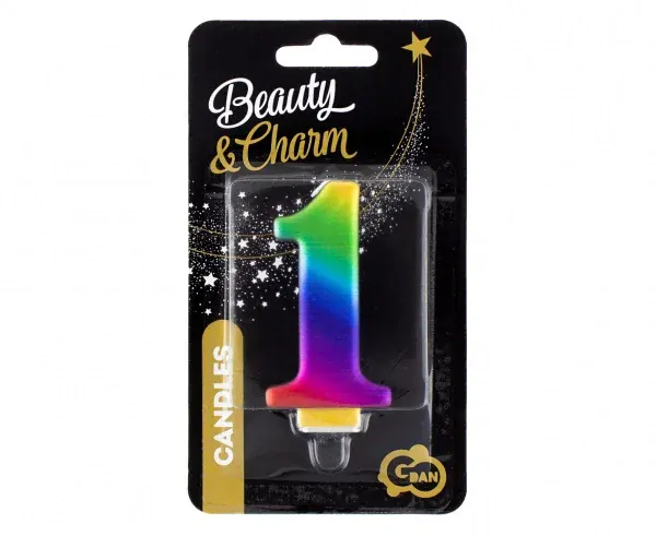 Svíčka dortová metalická duhová 1