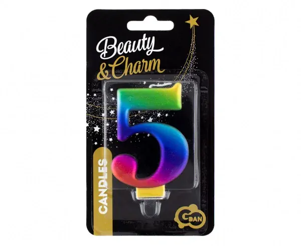 Svíčka dortová metalická duhová 5