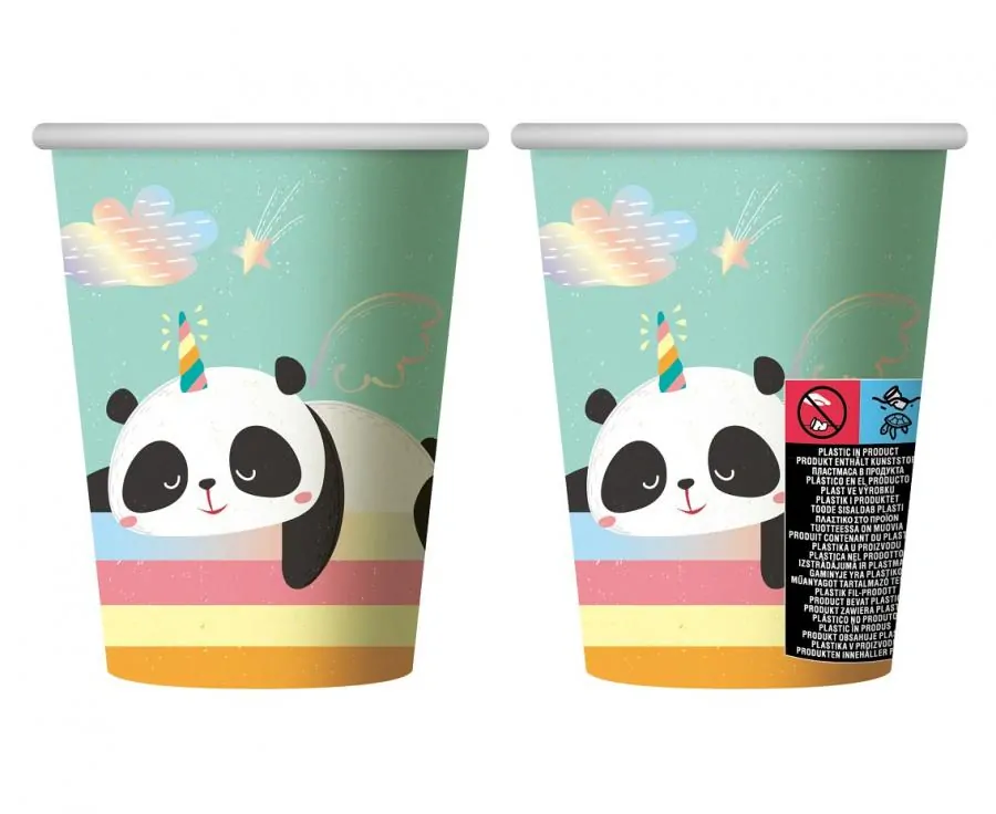 Papírové party kelímky Panda 6ks