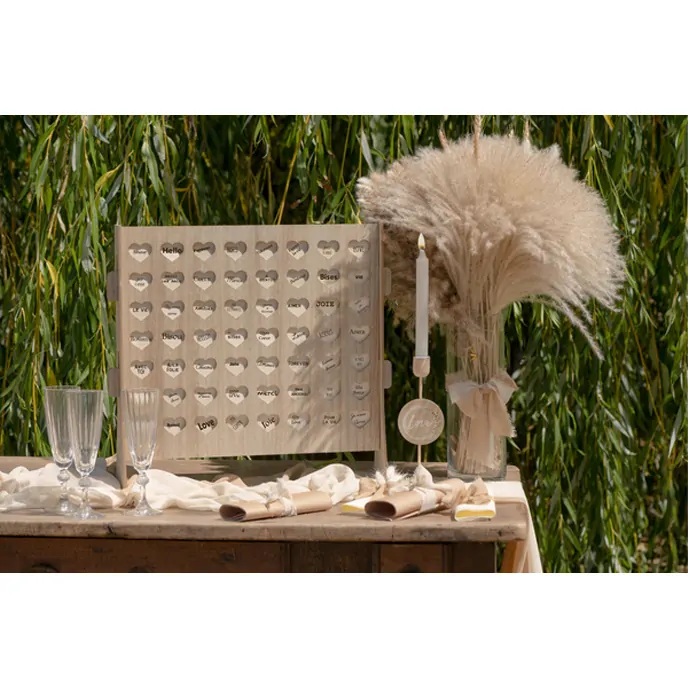 Dřevěná svatební kniha - srdíčka 56 ks