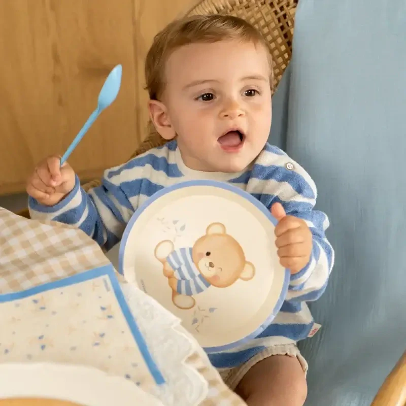 Papírové talířky Medvídek modrý 17 cm - 6 ks