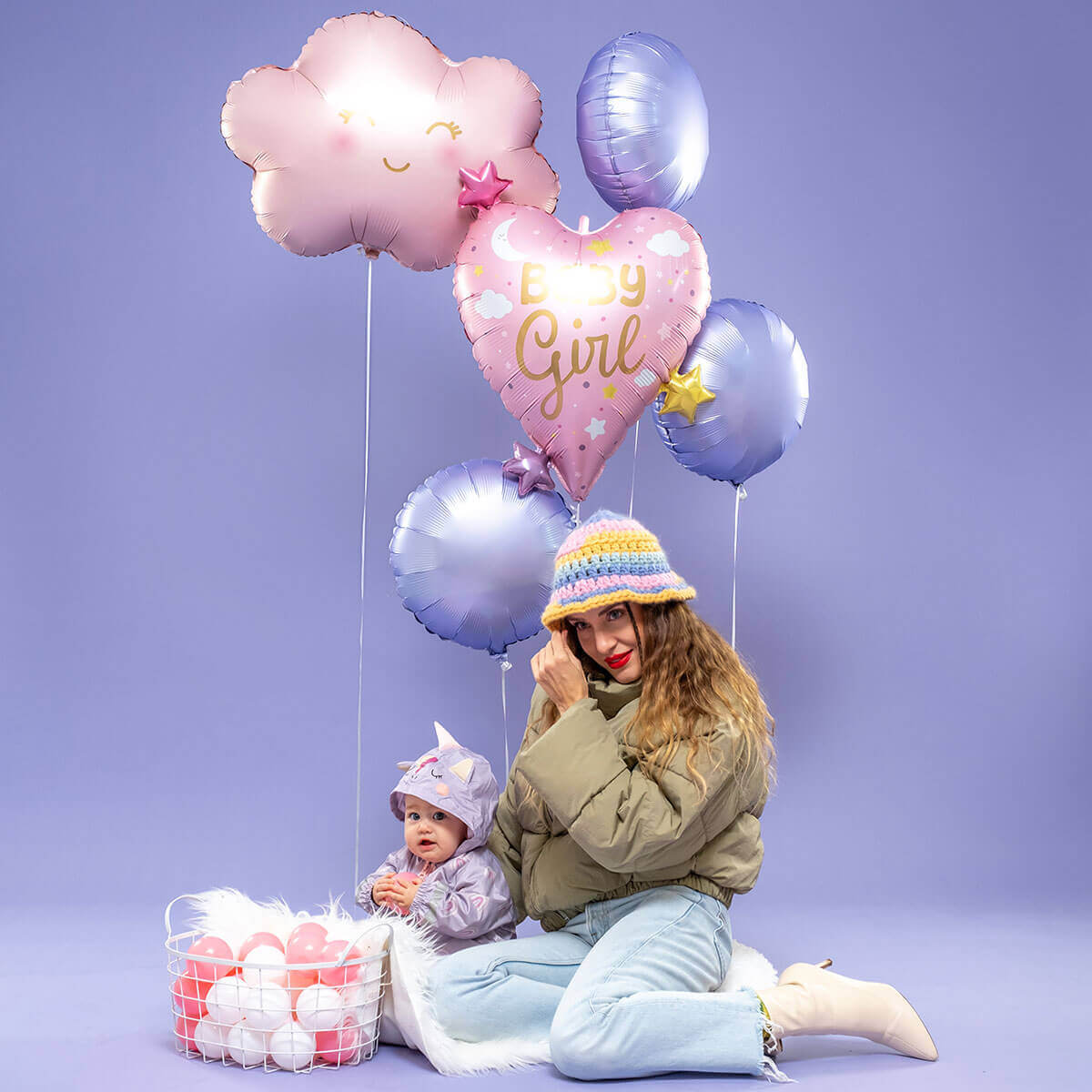 Fóliový balónek Baby Girl Srdce 64cm